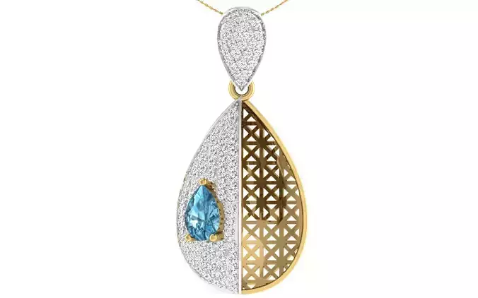 Women Pear Stone Pendant 3dm STL OBJ FBX Renders Details
