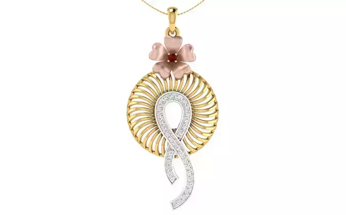 Solitaire Women Pendant 3dm STL OBJ FBX Renders Details