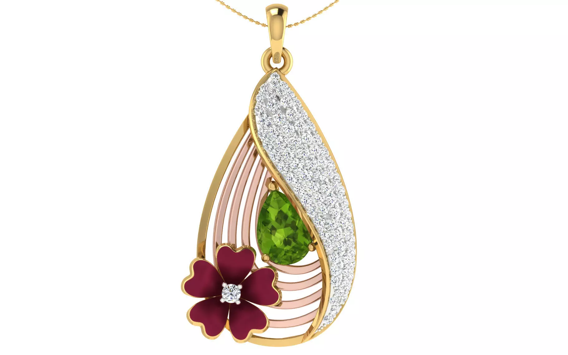 Women Pear Stone Pendant 3dm STL OBJ FBX Renders Details 3D print model