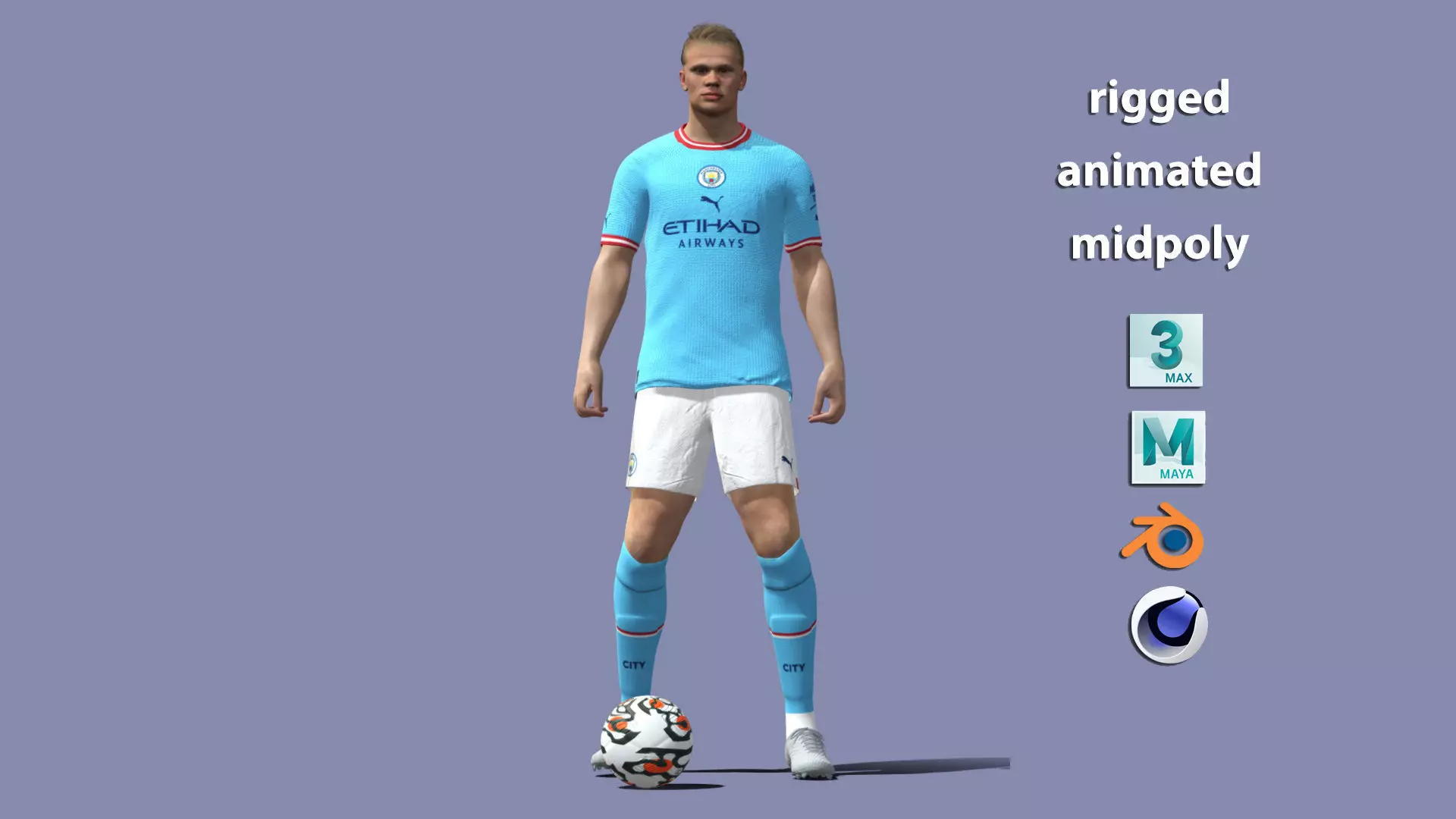 3D Rigged Erling Haaland Manchester City 3D model