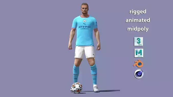 3D Rigged Erling Haaland Manchester City 3D model