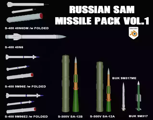 Russian SAM Missiles Pack Vol 1 Low-poly 3D model