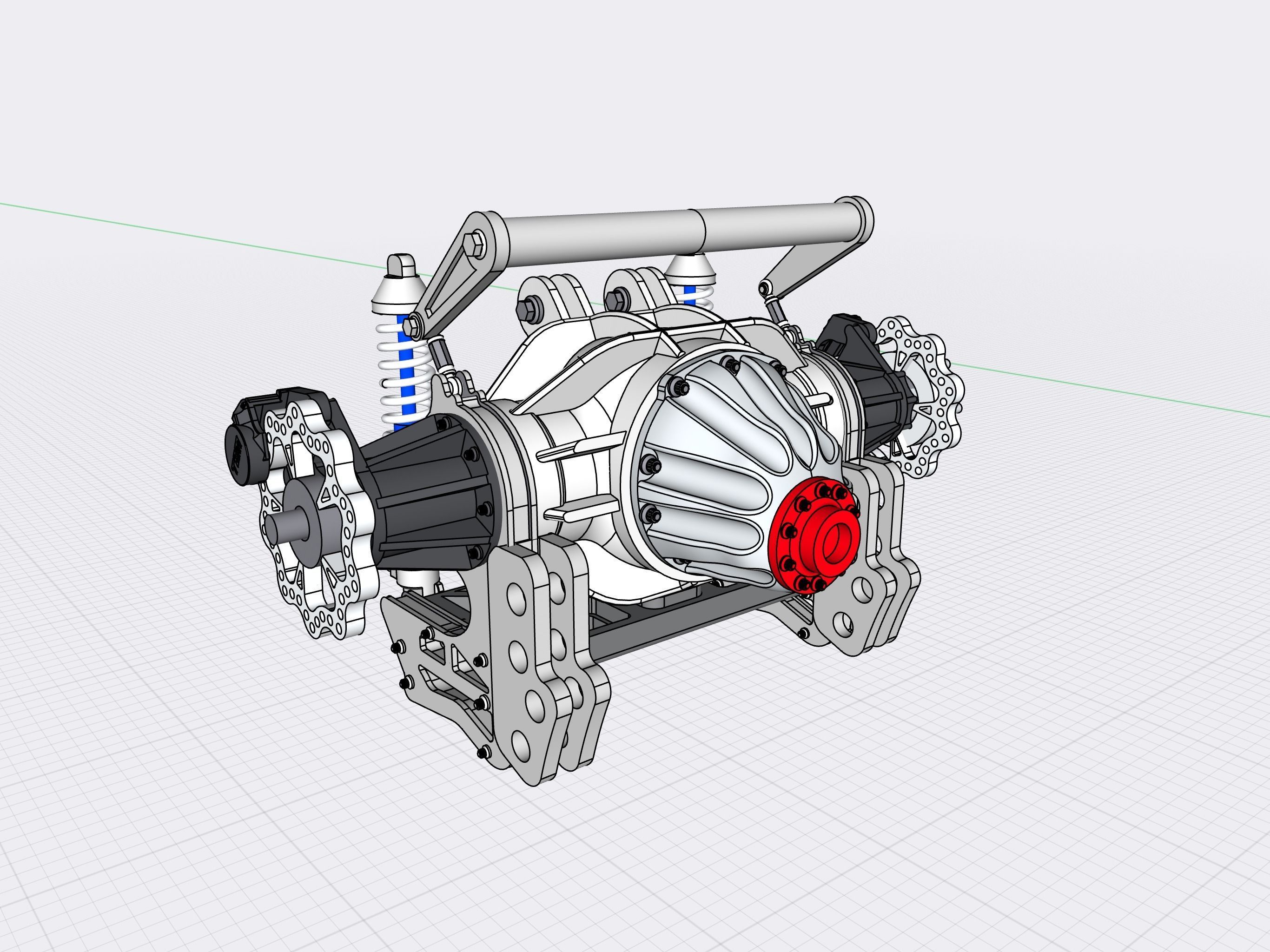 PRO MOD Chassis Rear Diff Brakes Suspension Combo 3D print model_4