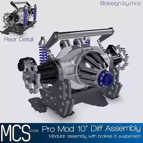 PRO MOD Chassis Rear Diff Brakes Suspension Combo 3D print model PRO MOD Chassis Rear Diff Brakes Suspension Combo 3D print model