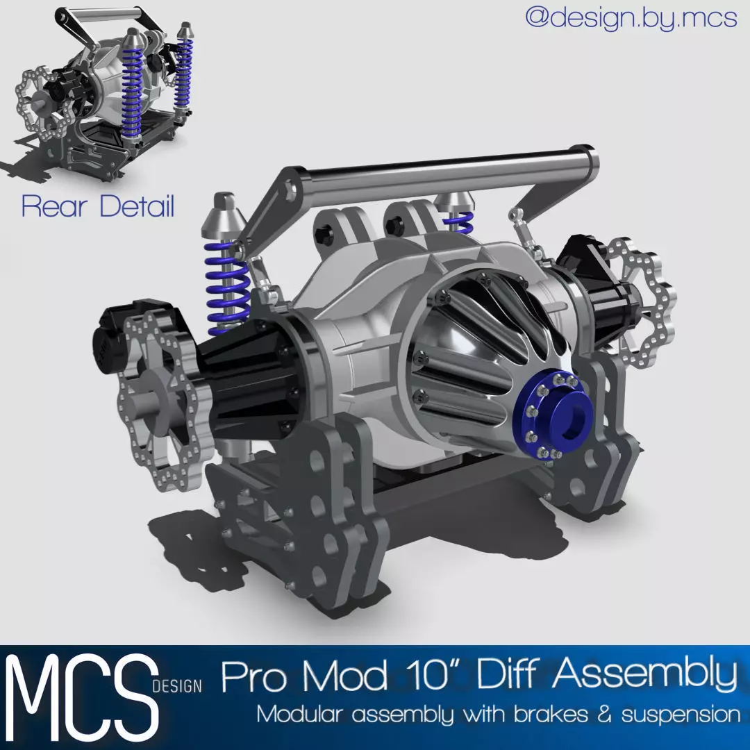 PRO MOD Chassis Rear Diff Brakes Suspension Combo 3D print model_0