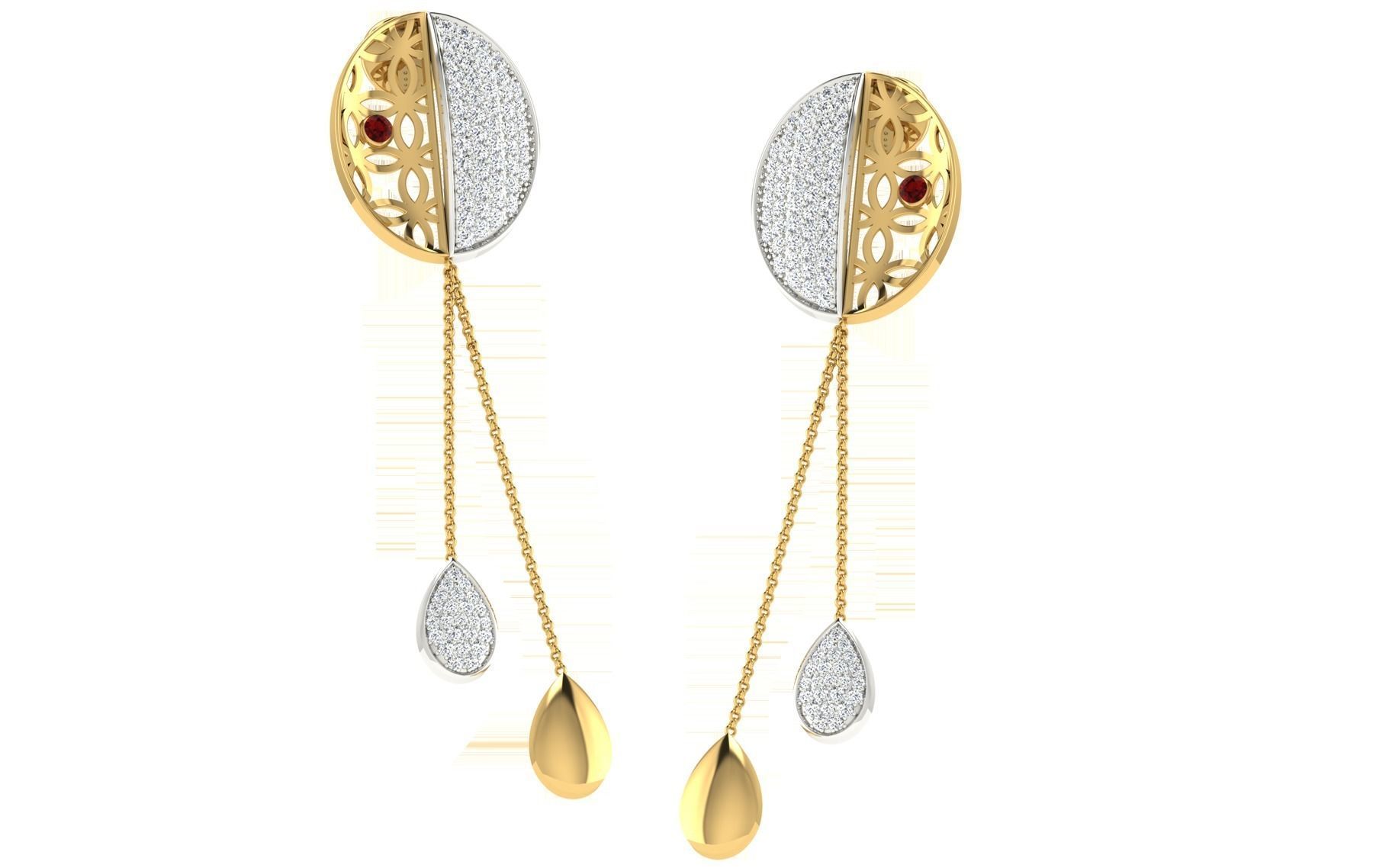 Women Pendant Earring Sets 3dm STL OBJ FBX Renders Details 3D print model_2