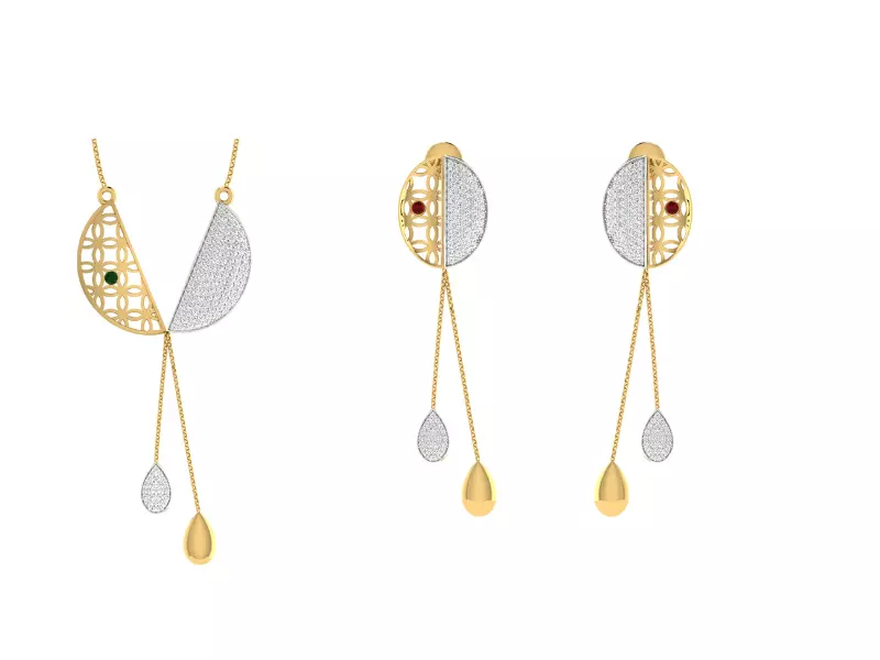 Women Pendant Earring Sets 3dm STL OBJ FBX Renders Details 3D print model_0