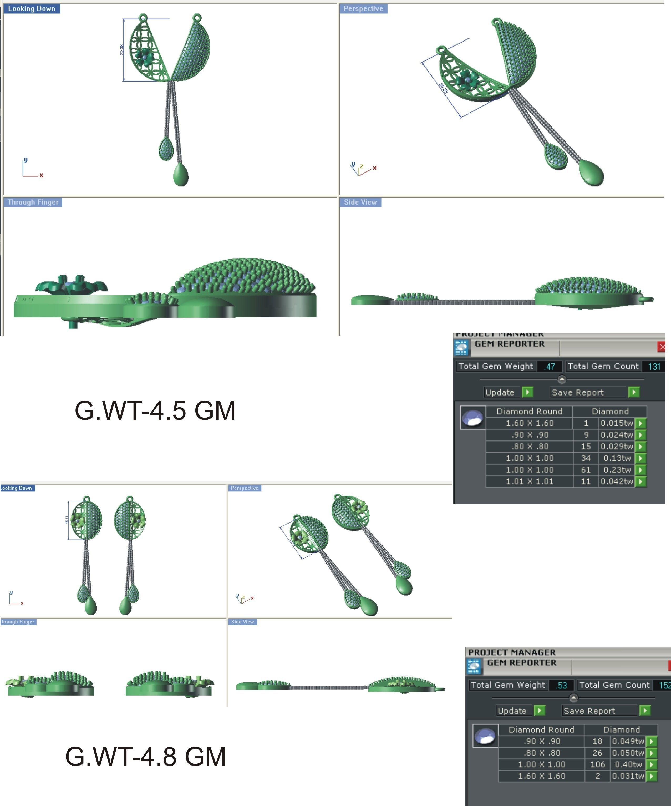 Women Pendant Earring Sets 3dm STL OBJ FBX Renders Details 3D print model_24