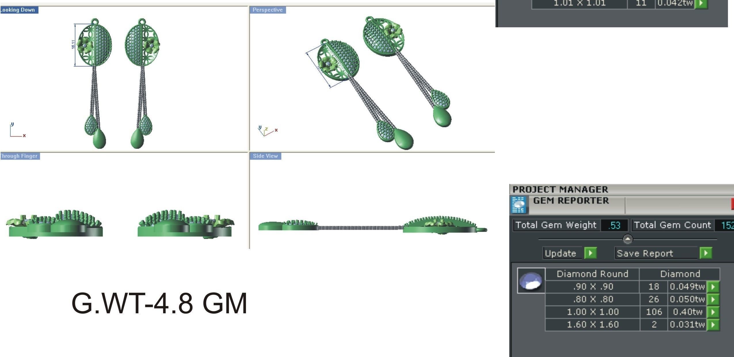 Women Pendant Earring Sets 3dm STL OBJ FBX Renders Details 3D print model_23