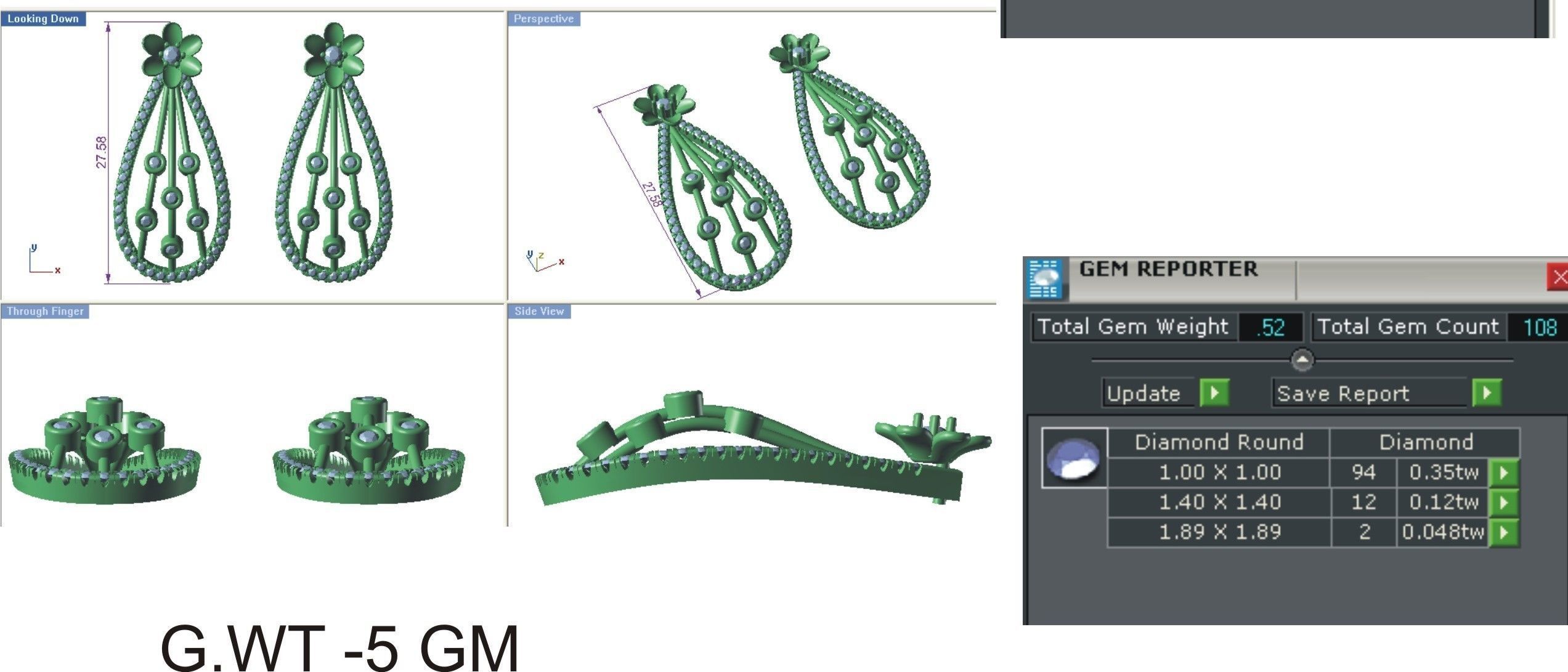 Women Pendant Earring Sets 3dm STL OBJ FBX Renders Details 3D print model_22