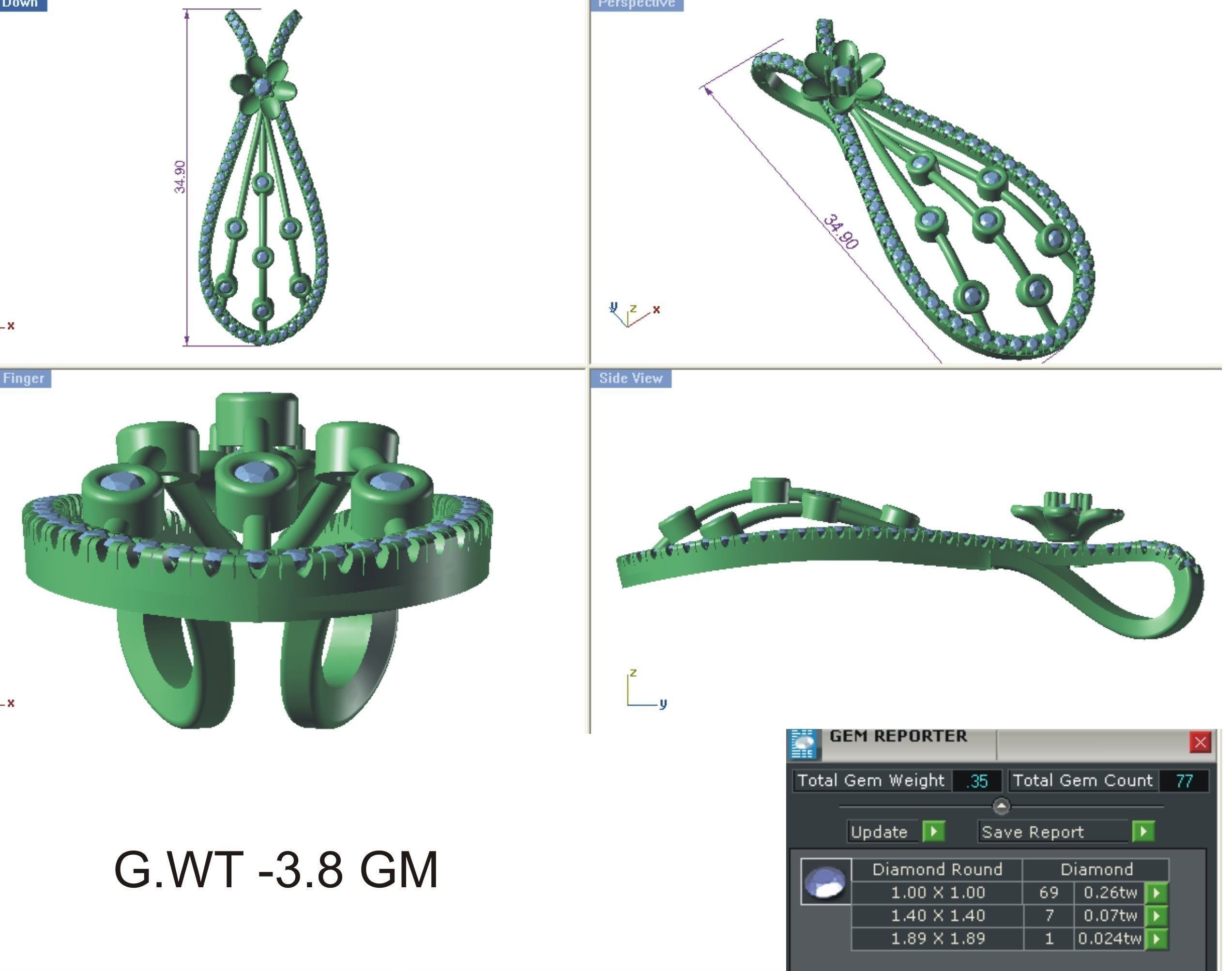 Women Pendant Earring Sets 3dm STL OBJ FBX Renders Details 3D print model_21