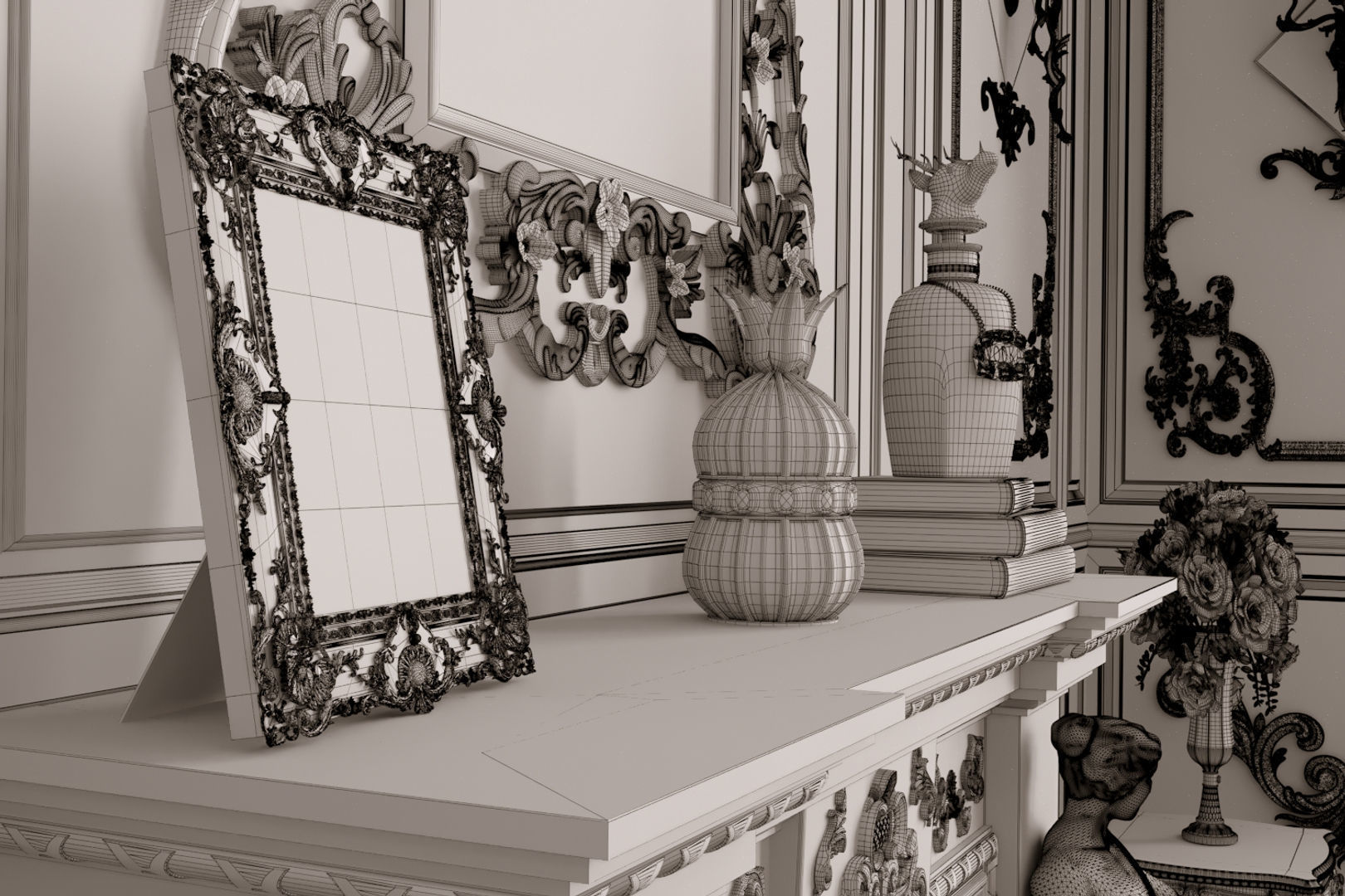 Classic Room Scene 3D model 3D model_10