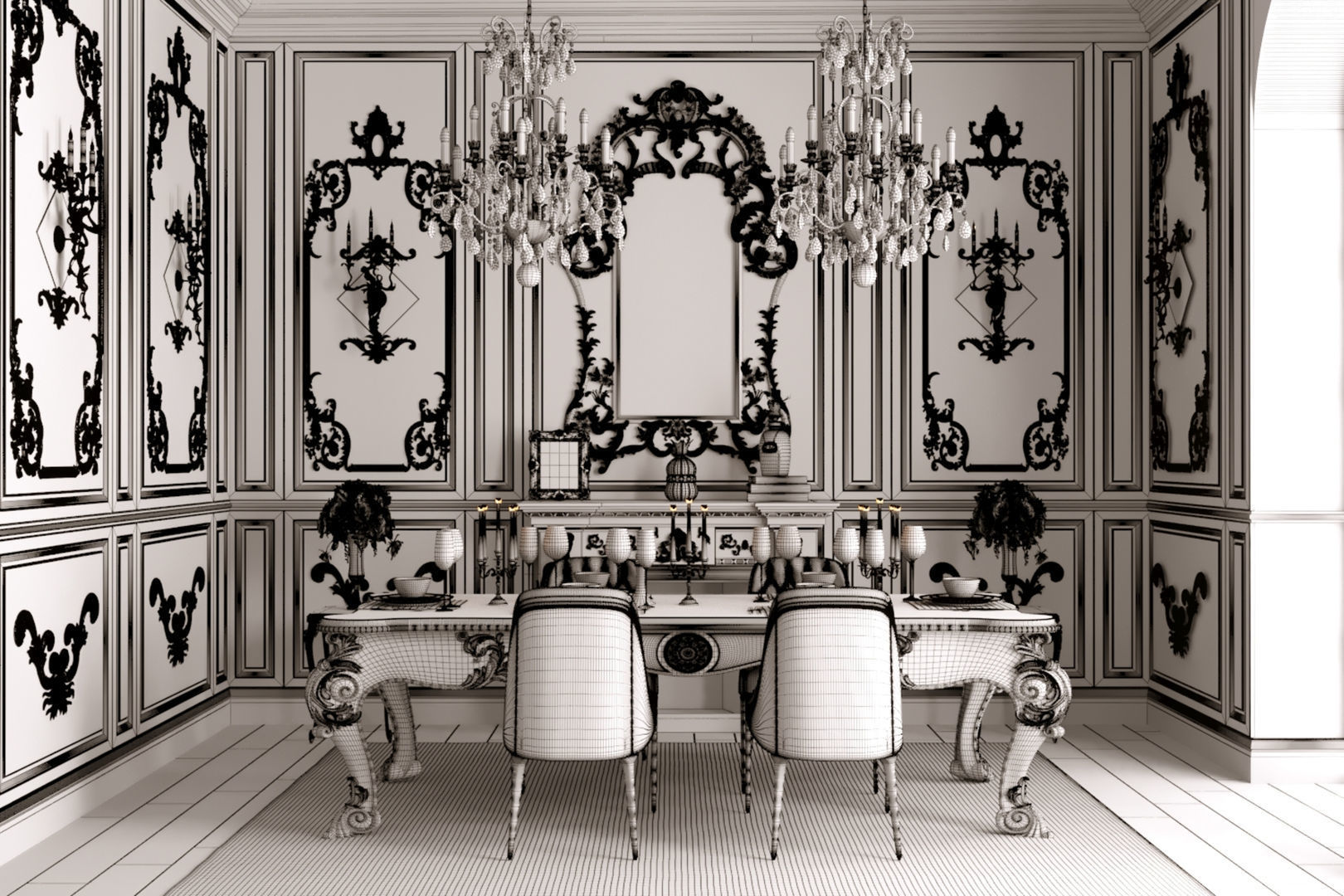 Classic Room Scene 3D model 3D model_6