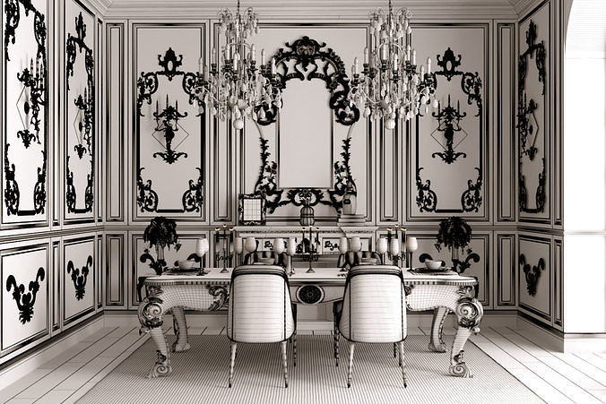 Classic Room Scene 3D model 3D model 7