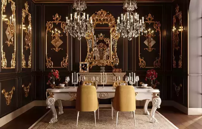 Classic Room Scene 3D model 3D model