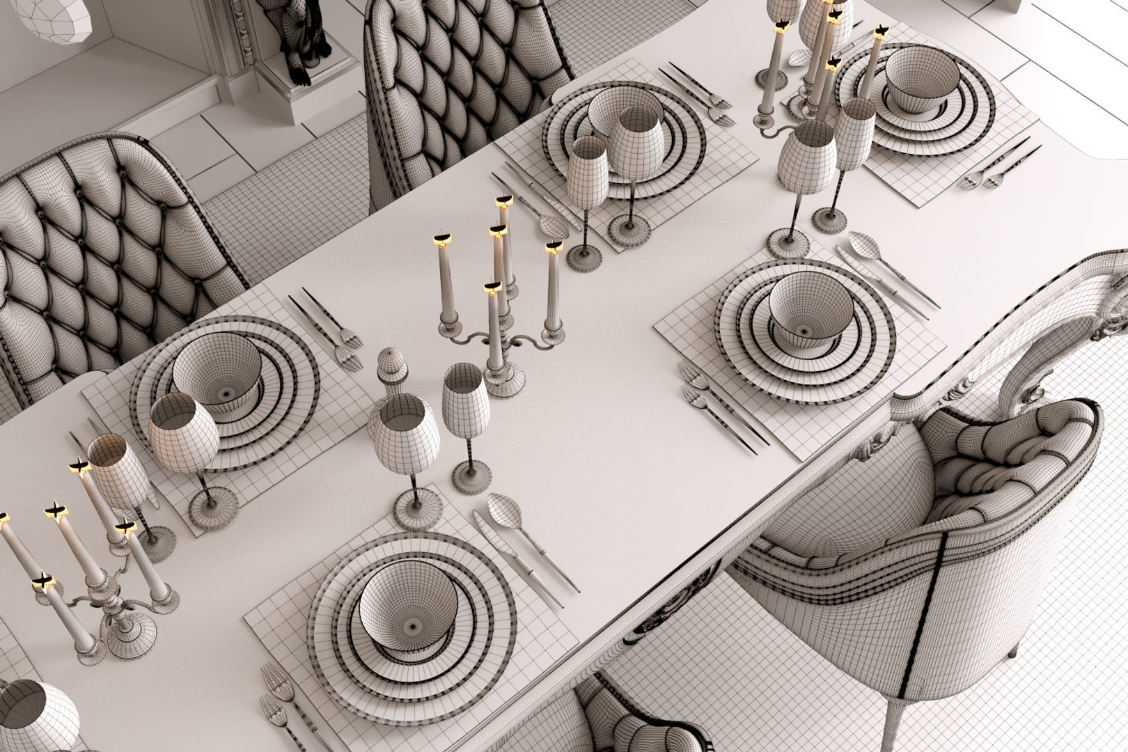 Classic Room Scene 3D model 3D model_9