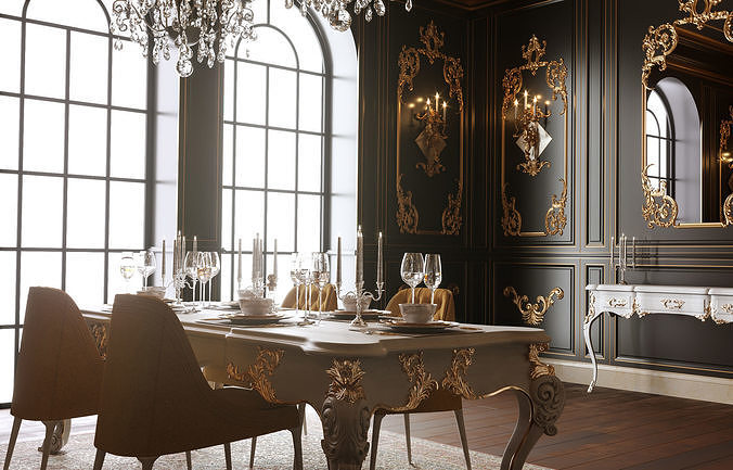 Classic Room Scene 3D model 3D model 3