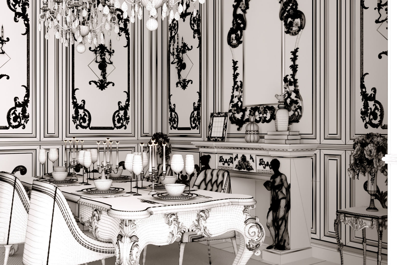 Classic Room Scene 3D model 3D model_8