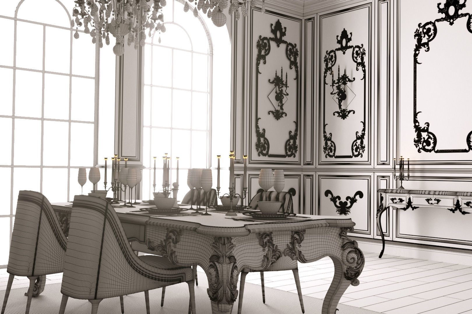 Classic Room Scene 3D model 3D model_7