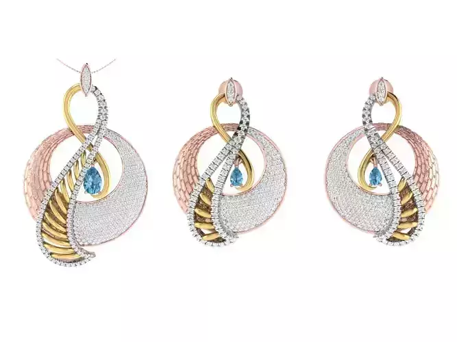 Women Pendant Earring Sets 3dm STL OBJ FBX Renders Details