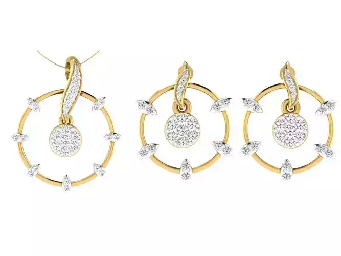 Women Pendant Earring Sets 3dm STL OBJ FBX Renders Details