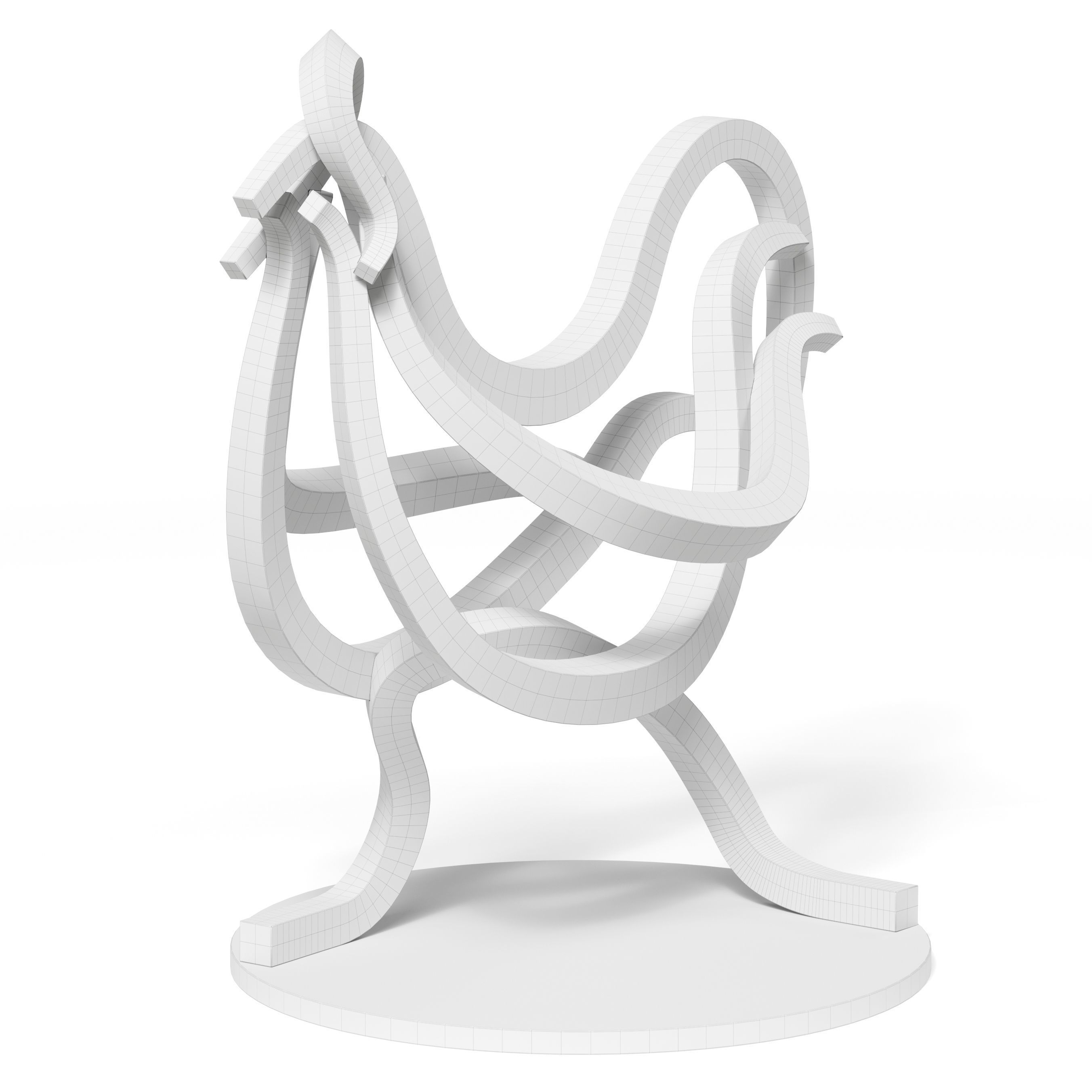 Rooster colorful sculpture 3D model_3