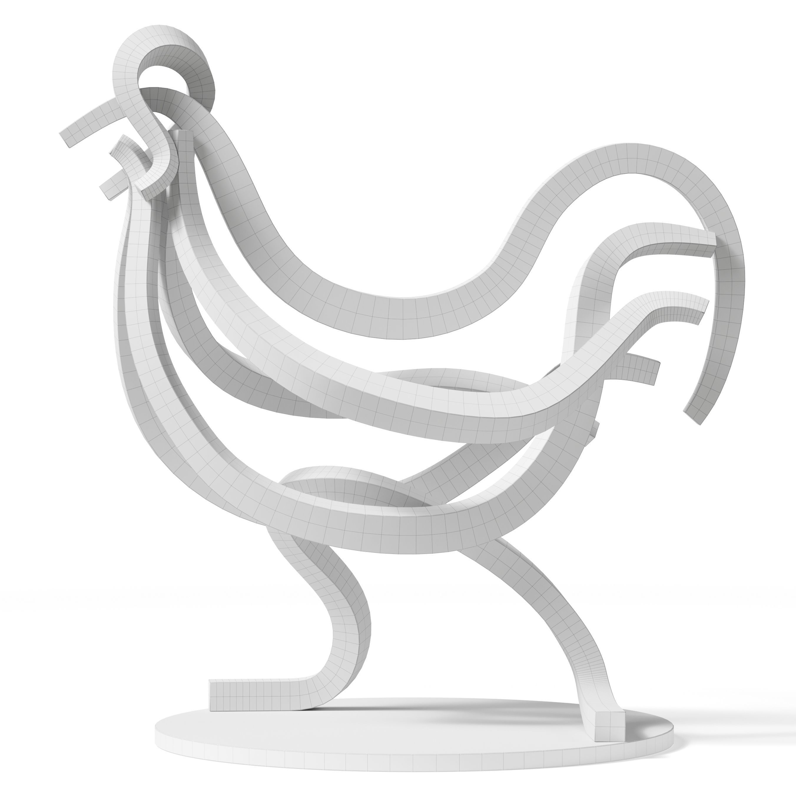 Rooster colorful sculpture 3D model_1