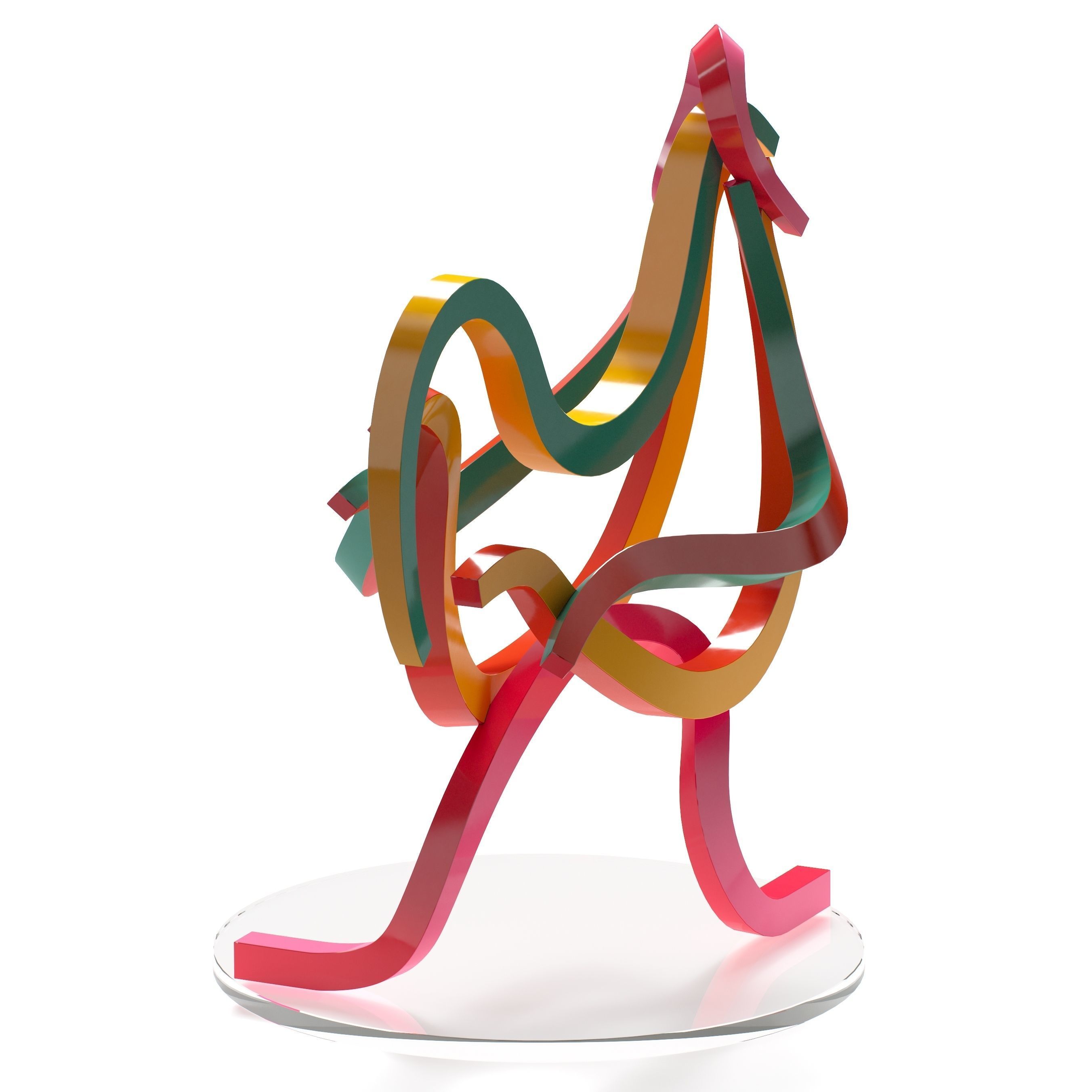 Rooster colorful sculpture 3D model_8
