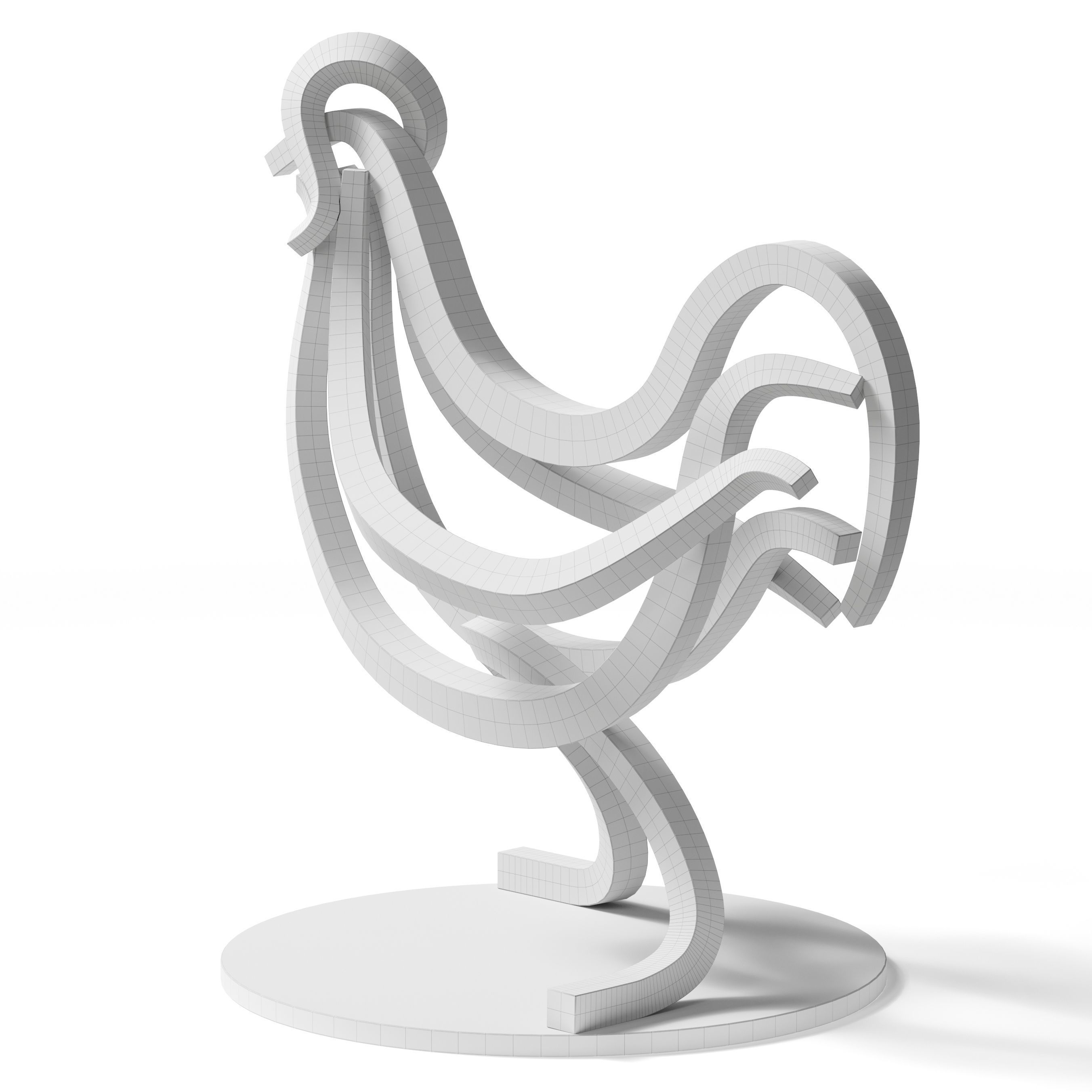 Rooster colorful sculpture 3D model_5