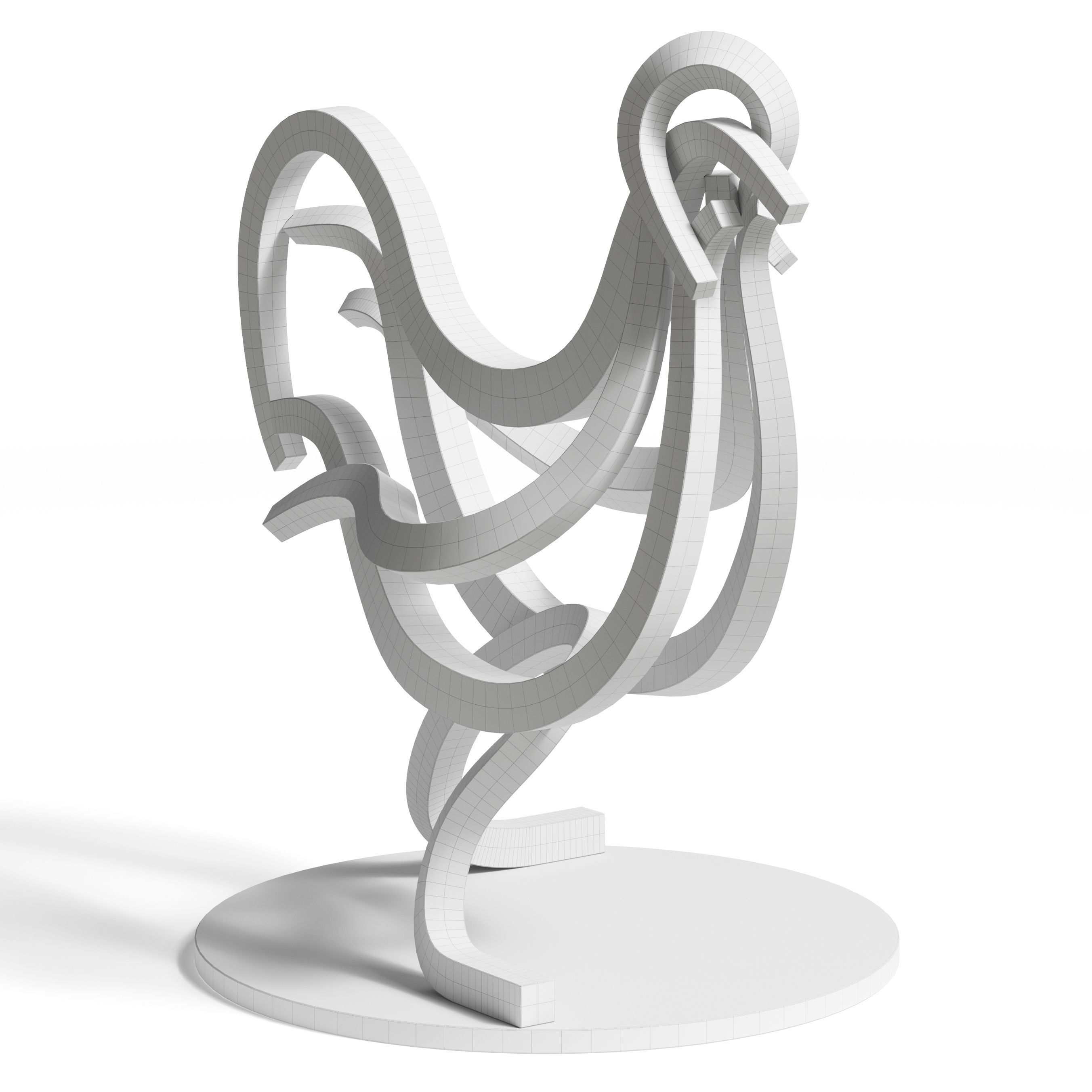 Rooster colorful sculpture 3D model_7