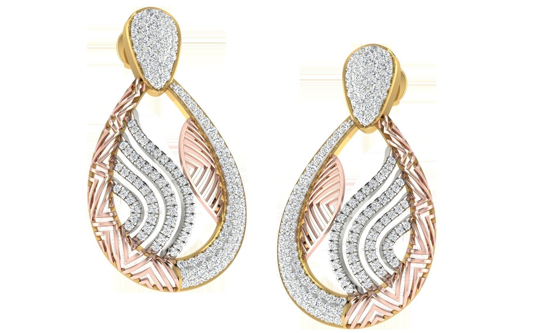 Women Pendant Earring Sets 3dm STL OBJ FBX Renders Details 3D print model_2