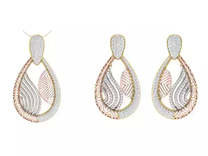 Women Pendant Earring Sets 3dm STL OBJ FBX Renders Details