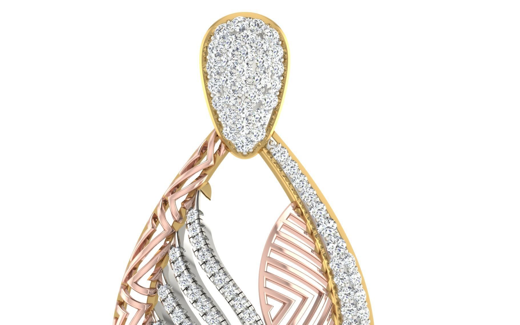 Women Pendant Earring Sets 3dm STL OBJ FBX Renders Details 3D print model_25