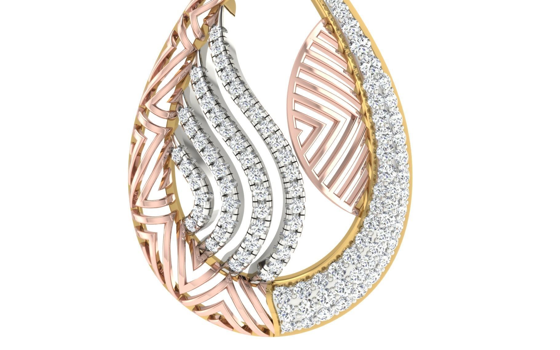 Women Pendant Earring Sets 3dm STL OBJ FBX Renders Details 3D print model_28