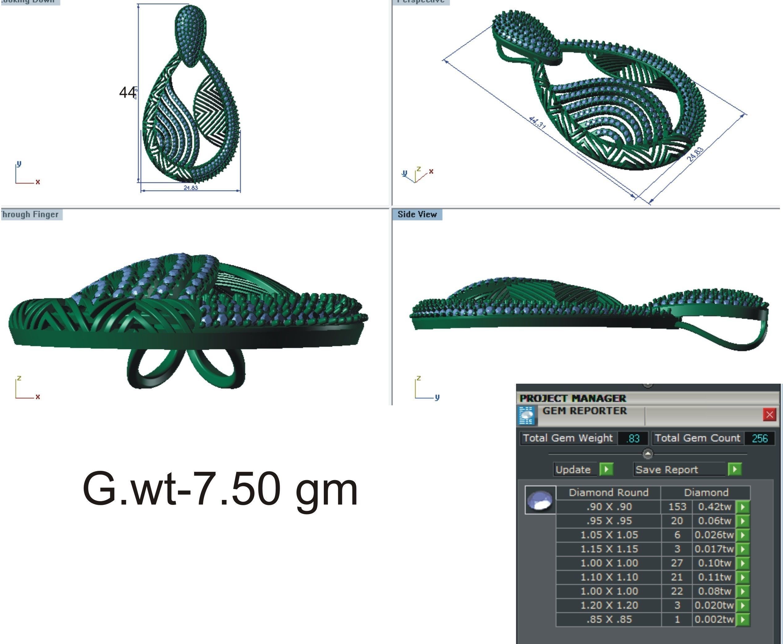 Women Pendant Earring Sets 3dm STL OBJ FBX Renders Details 3D print model_21