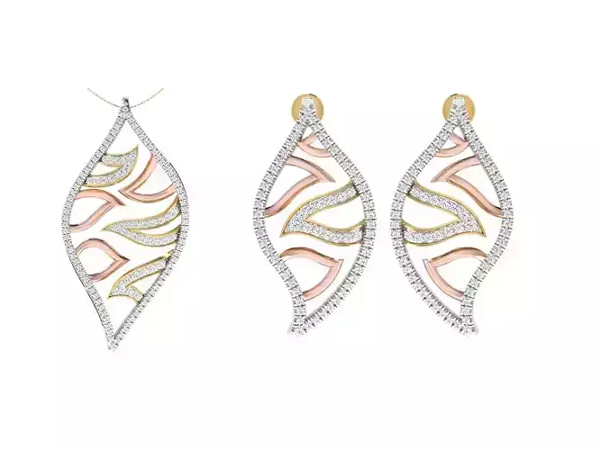 Women Pendant Earring Sets 3dm STL OBJ FBX Renders Details