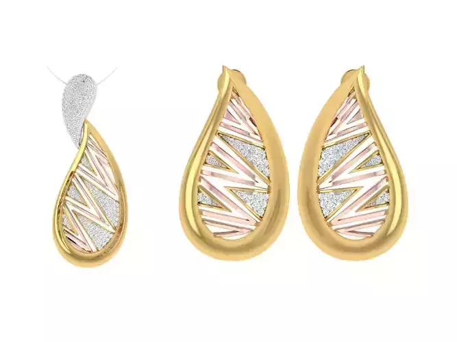 Women Pendant Earring Sets 3dm STL OBJ FBX Renders Details