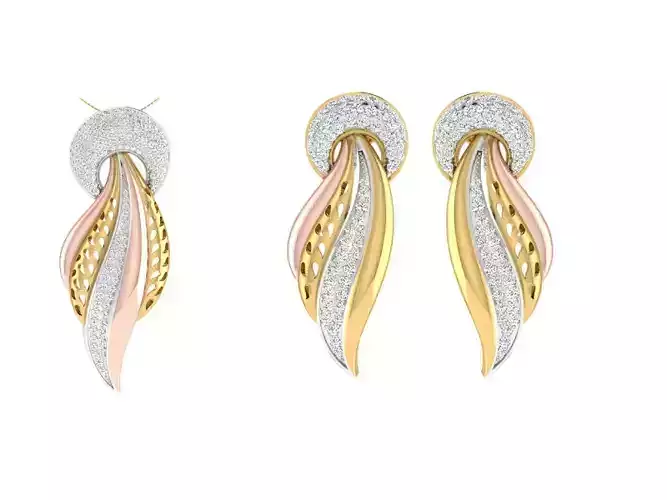 Women Pendant Earring Sets 3dm STL OBJ FBX Renders Details