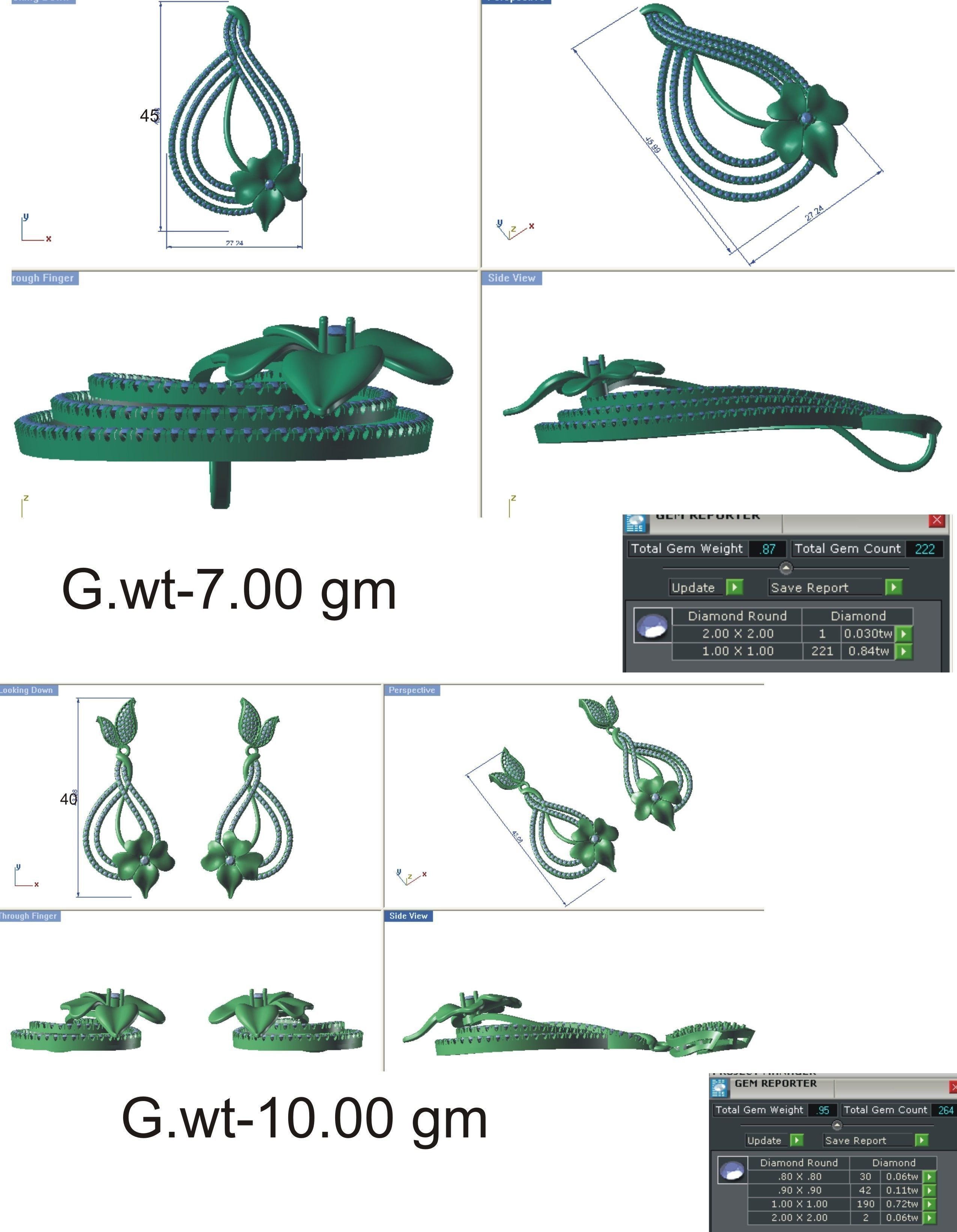 Women Pendant Earring Sets 3dm STL OBJ FBX Renders Details 3D print model_23
