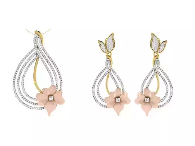 Women Pendant Earring Sets 3dm STL OBJ FBX Renders Details