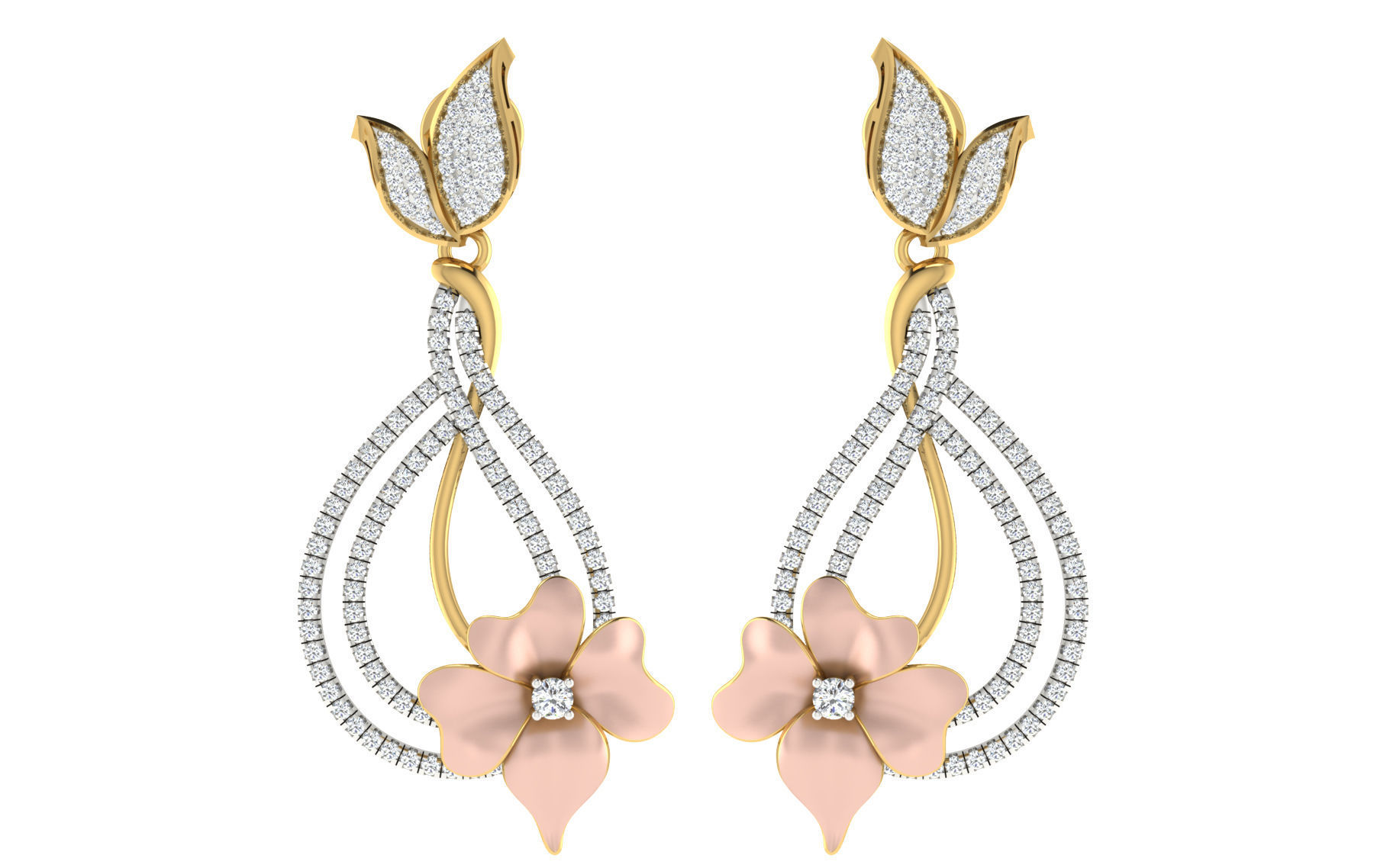 Women Pendant Earring Sets 3dm STL OBJ FBX Renders Details 3D print model_3