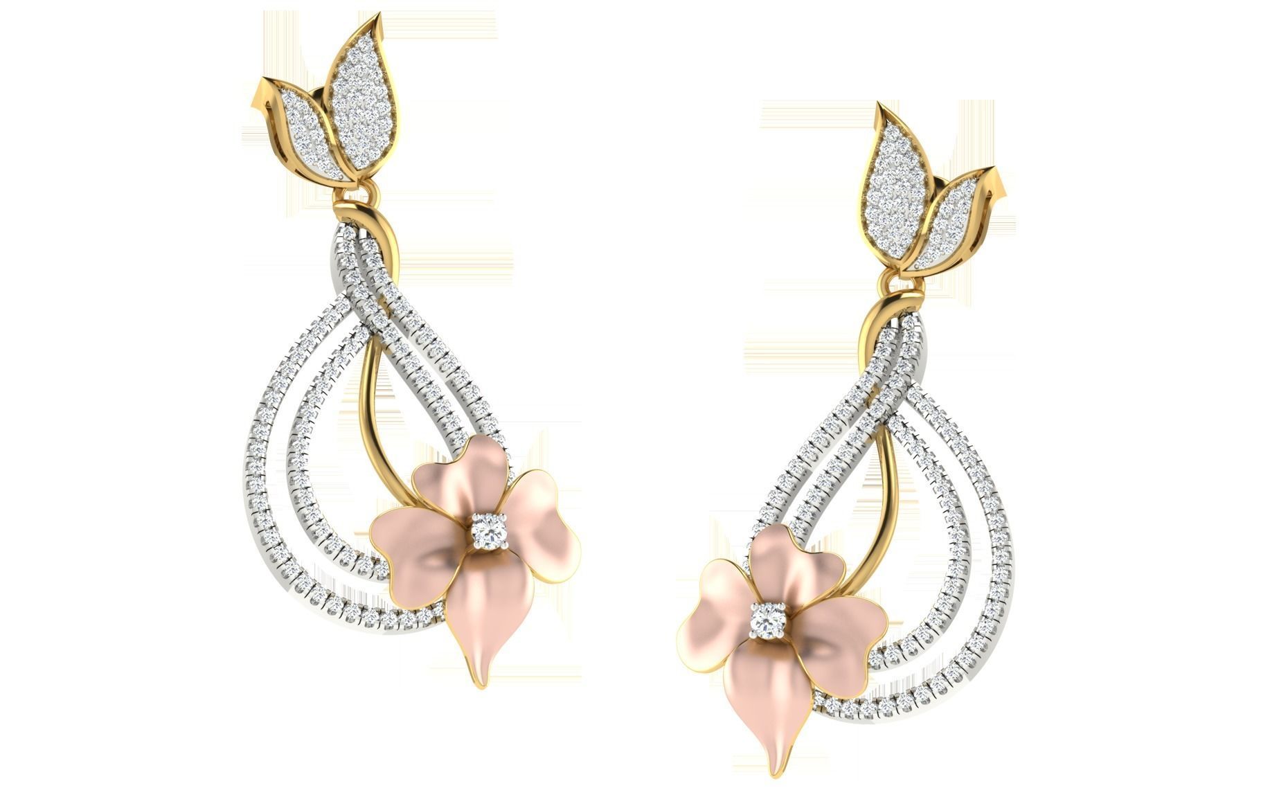 Women Pendant Earring Sets 3dm STL OBJ FBX Renders Details 3D print model_2