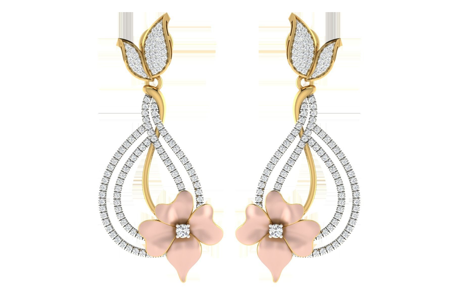 Women Pendant Earring Sets 3dm STL OBJ FBX Renders Details 3D print model_4