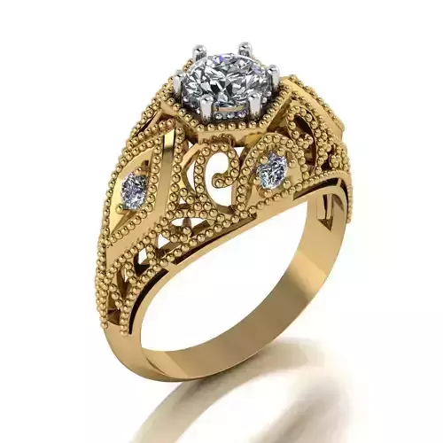 Vintage Ring 3DM STL OBJ model for 3D printing and CNC 3D print