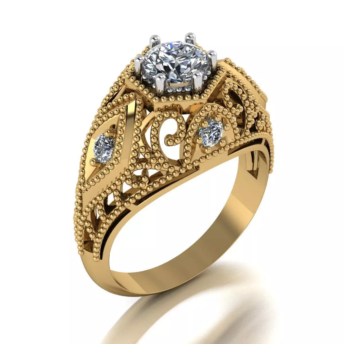 Vintage Ring 3DM STL OBJ model for 3D printing and CNC 3D print 3D print model