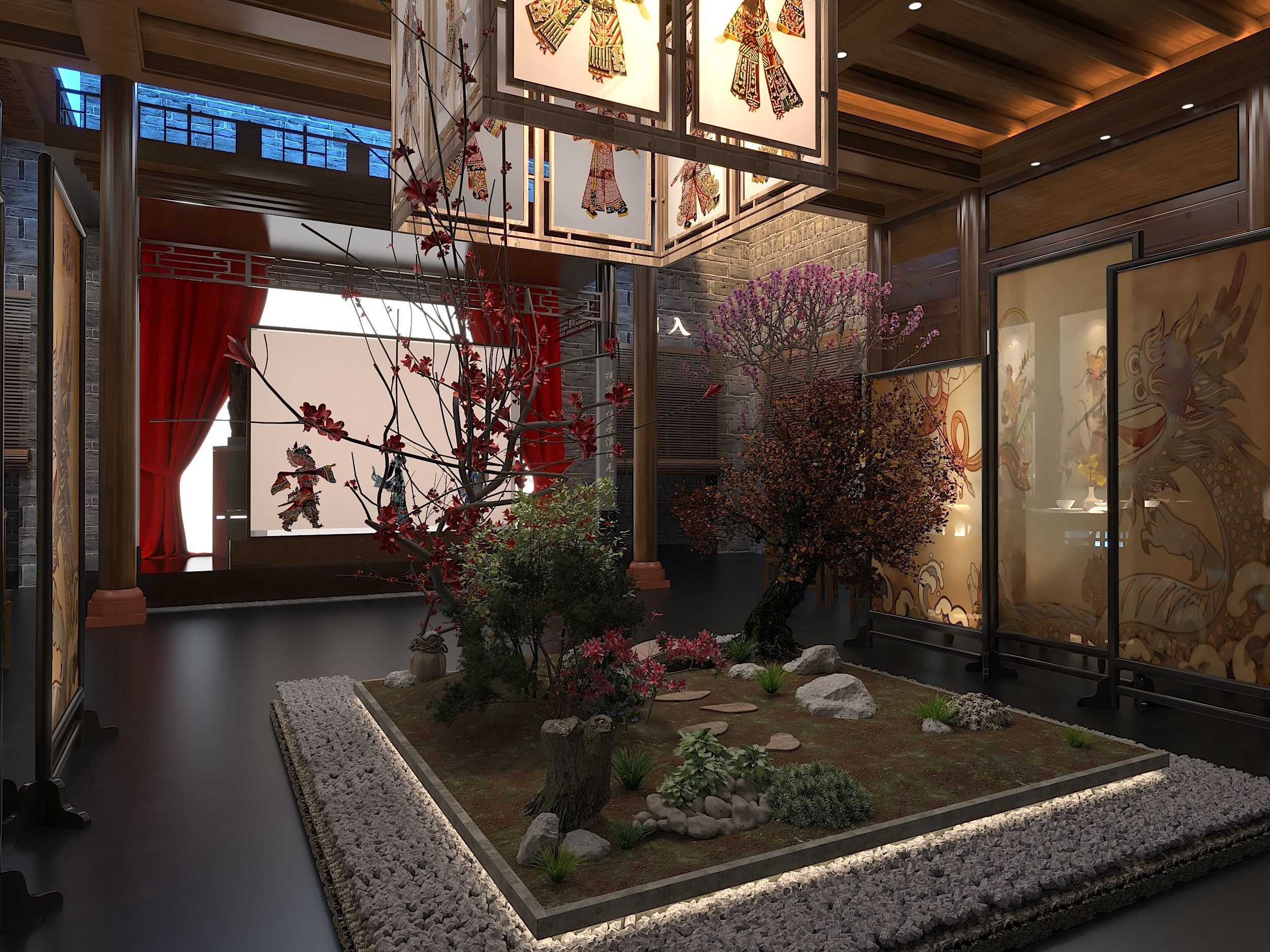 Chinese Restaurant Lobby 3D model_2