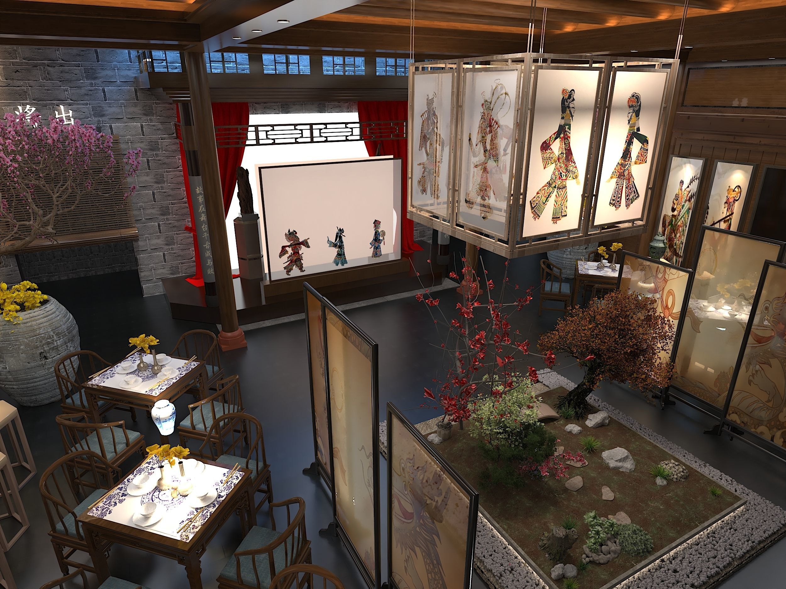 Chinese Restaurant Lobby 3D model_3