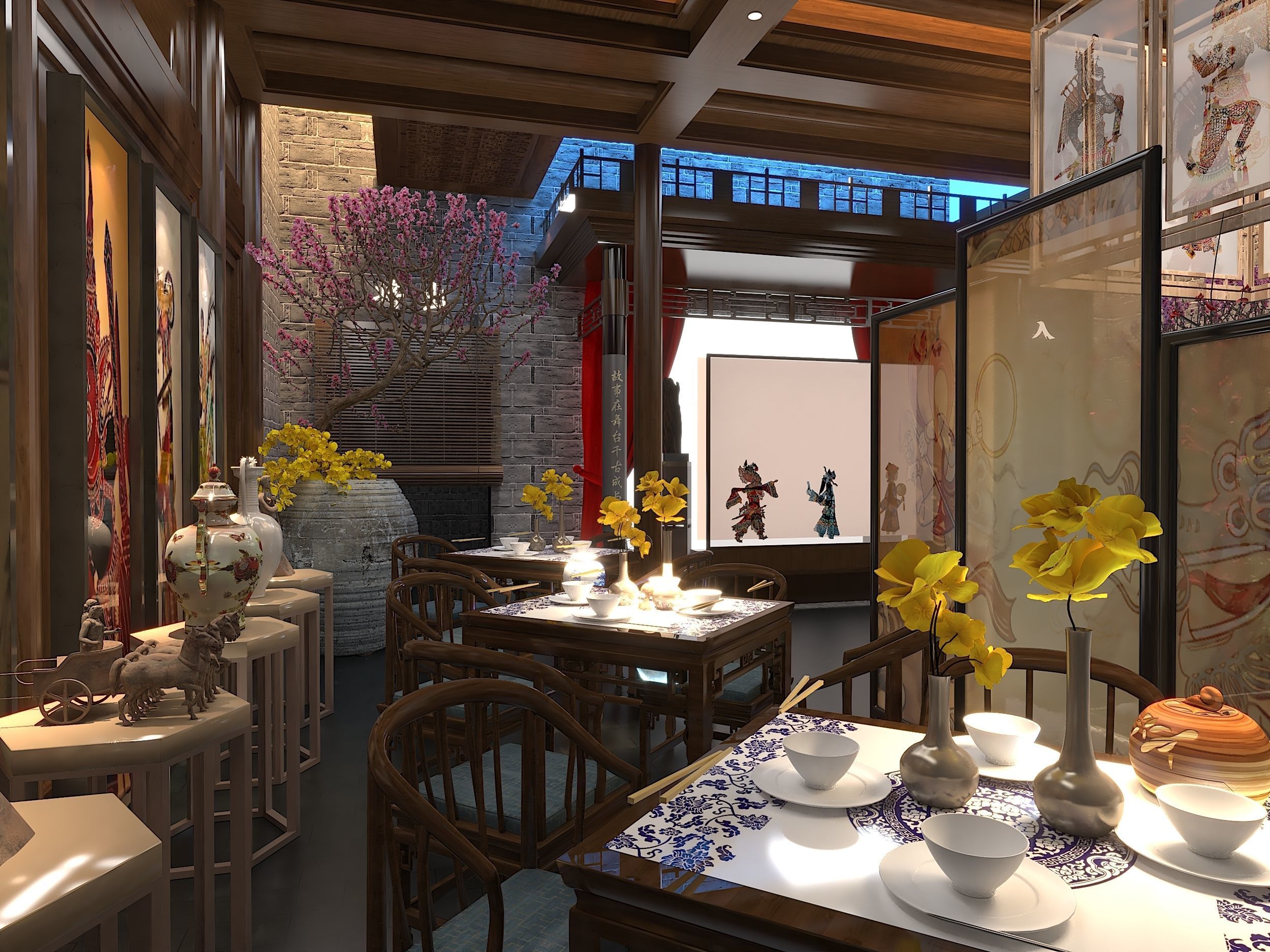 Chinese Restaurant Lobby 3D model_1