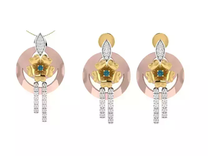 Women Pendant Earring Sets 3dm STL OBJ FBX Renders Details