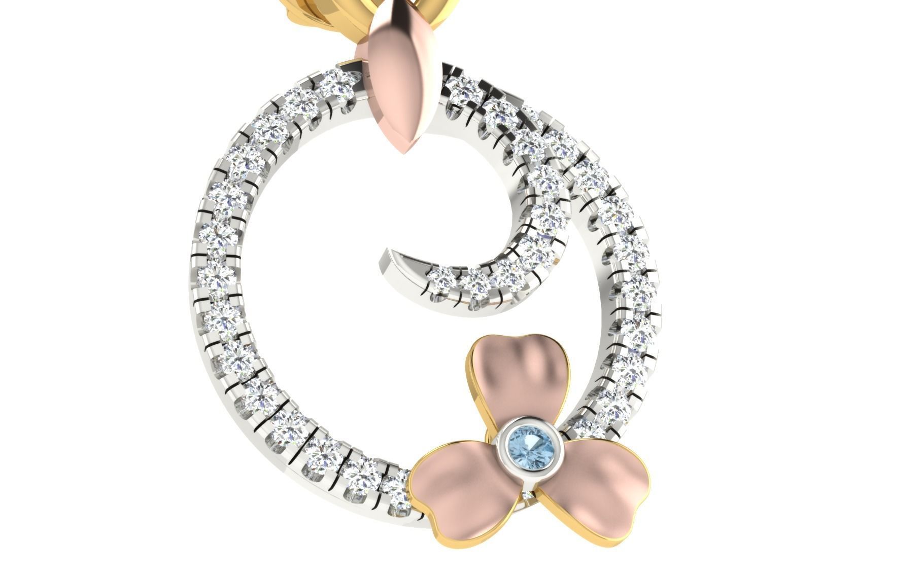 Women Pendant Earring Sets 3dm STL OBJ FBX Renders Details 3D print model_20